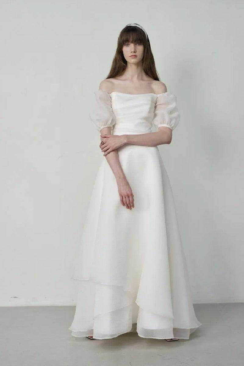 A-Line Floor Length Organza Wedding Dress 821797168740 - COCOMELODY